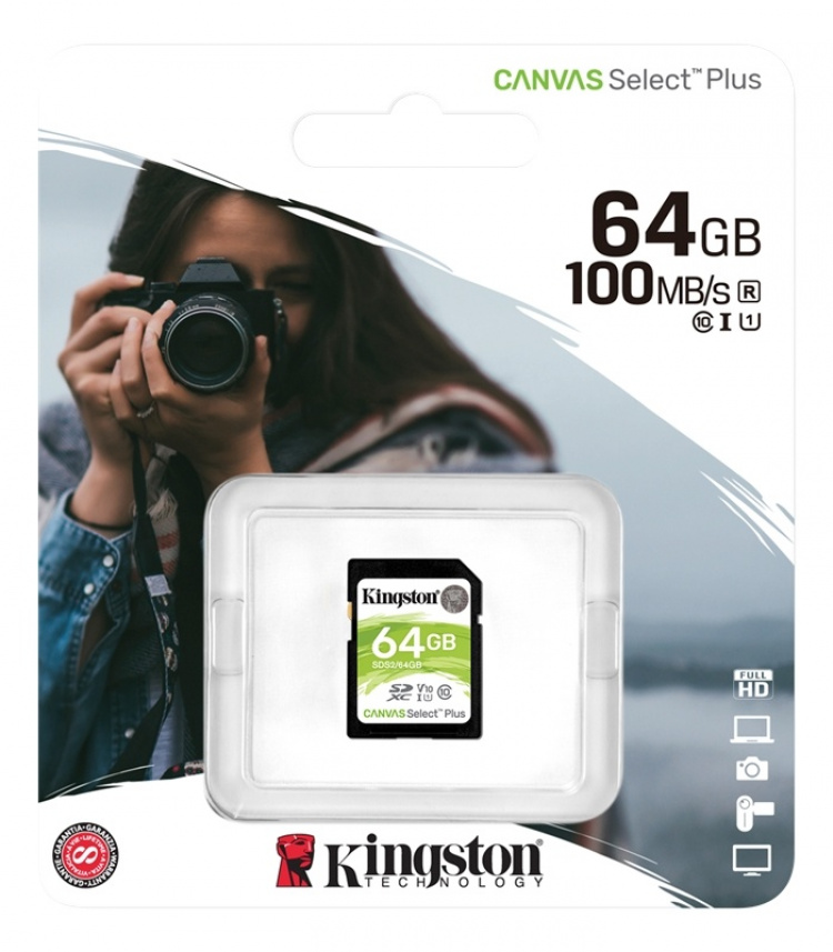 Kingston 64GB SDXC Canvas Select Plus 100R C10 UHS-I U1 V10 Kingston 64GB SDXC Canvas Select Plus 100R C10 UHS-I U1 V10