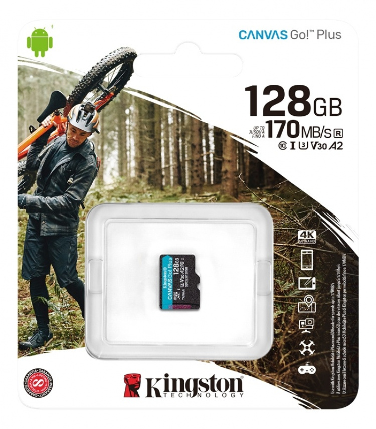 Kingston 128GB microSDXC Canvas Go Plus 170R A2 U3 V30 geen adapter Kingston 128GB microSDXC Canvas Go Plus 170R A2 U3 V30 geen adapter
