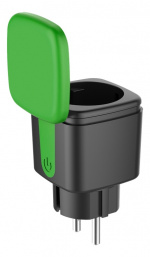 DELTACO Slimme schakelaar voor thuis, energiemeter, WiFi, zwart/groen