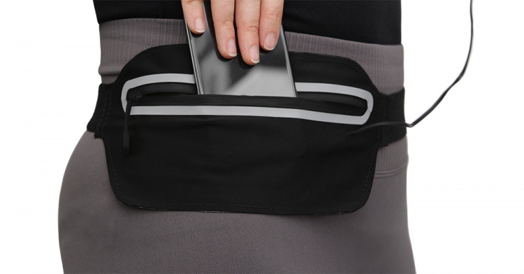 STREETZ Sport waist bag, reflective, fits most mobile phones, black