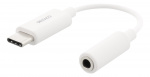 DELTACO USB-C to 3.5 mm female, 11 cm, retail package, active, white