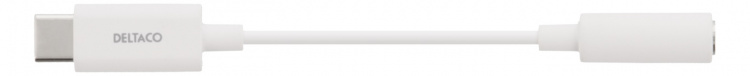 DELTACO USB-C to 3.5 mm female, 11 cm, retail package, active, white