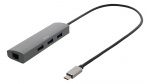 DELTACO USB-C Hub and Network Adapter, USB-C ha, RJ45 ho, 3xUSB-A 3.0,