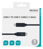 DELTACO USB-C - USB-C cable, 5Gbit/s, 5A, 2M, black
