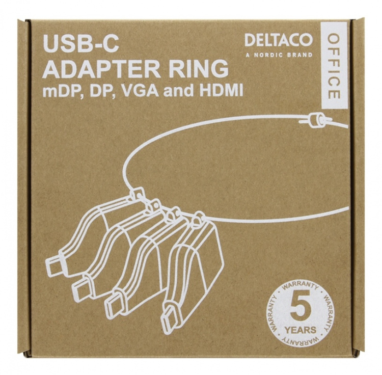 DELTACO Office, USB-C ADAPTER RING, mDP, DP, VGA, HDMI DELTACO Office, USB-C ADAPTER RING, mDP, DP, VGA, HDMI
