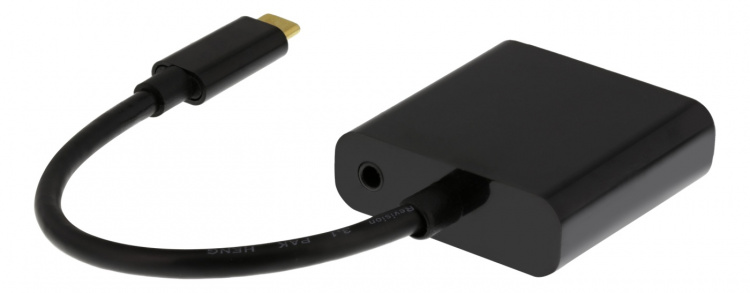 DELTACO USB-C to VGA adapter w. audio, 1080p 60Hz, 0,2m, black