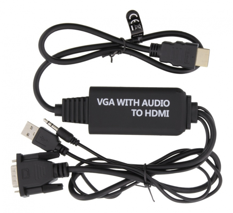 DELTACO VGA & Audio - HDMI cable, USB powered, 1m, black