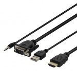 DELTACO VGA & Audio - HDMI cable, USB powered, 2m, blackDELTACO VGA &