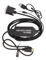 DELTACO VGA & Audio - HDMI cable, USB powered, 2m, blackDELTACO VGA &
