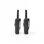 Nedis Walkie talkie Set | 2 Handsets | Tot 10 km | Frequentiekanalen: 8 | PTT / VOX | tot 6 uur | Oplaadstation inbegrepen | Koptelefoonoutput | Zwart