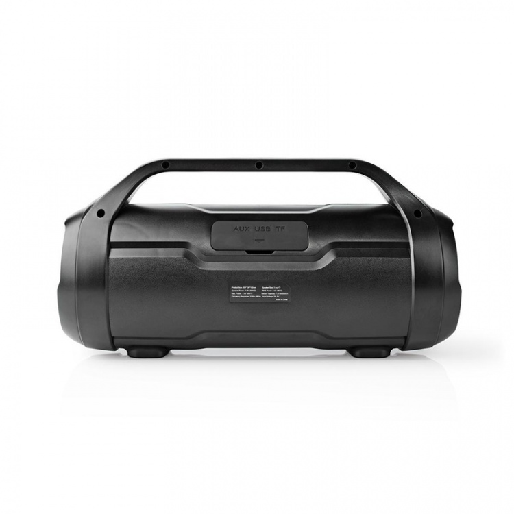 Nedis Bluetooth® Party Boombox | 6 uur | 2.0 | 80 W | Media afspeelmogelijkheden: AUX / Micro-SD / USB | IPX5 | Koppelbaar | Handgreep | Feestverlichting | Zwart Nedis Bluetooth® Party Boombox | 6 uur | 2.0 | 80 W | Media afspeelmogelijkheden: AUX / Micro-SD / USB | IPX5 | Koppelbaar | Handgreep | Feestverlichting | Zwart