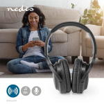 Nedis Draadloze Over-ear Koptelefoon | Maximale batterijduur: 20 uur | Ingebouwde microfoon | Drukbediening | Ondersteuning voor spraakbesturing | Volumebediening | Inclusief reiskoffer | Zwart