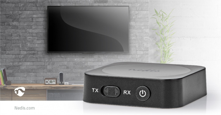Nedis Bluetooth® Zender / Ontvanger | Input: 1x AUX | Output: 1x AUX | SBC | Maximaal 1 Apparaat | Tot 6 Uur | Automatische uitschakelfunctie | Zwart