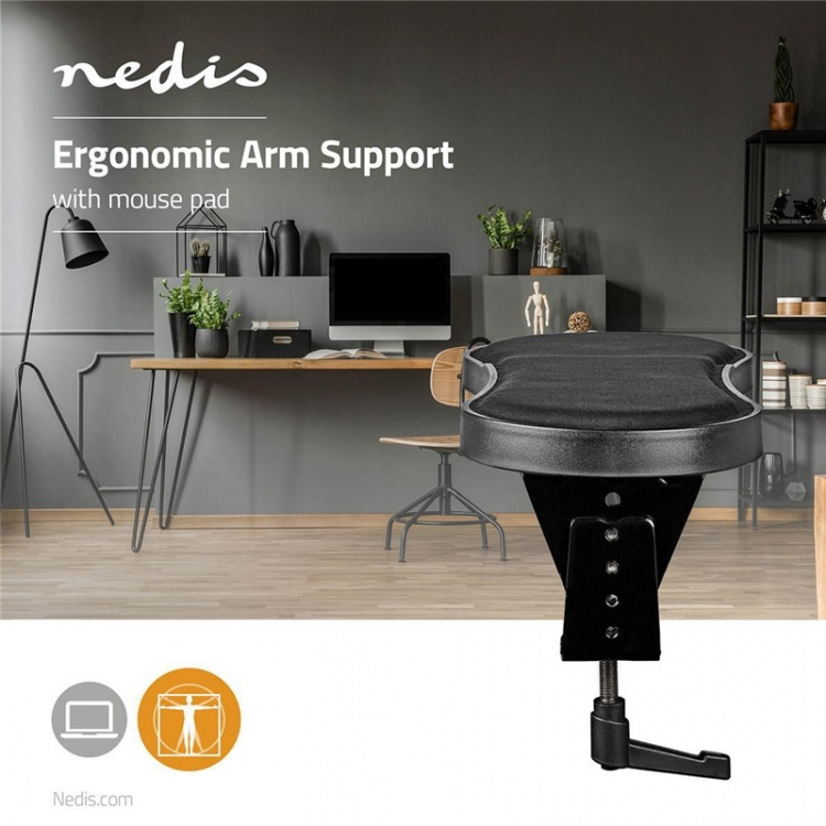 Nedis Armsteun | Aantal draaipunten: 1 Draaipunt(en) | Lengte onderarmkussen: 40 | Max. draagvermogen: 5 kg | Zwenkhoek: 360 ° | Met muisplatform