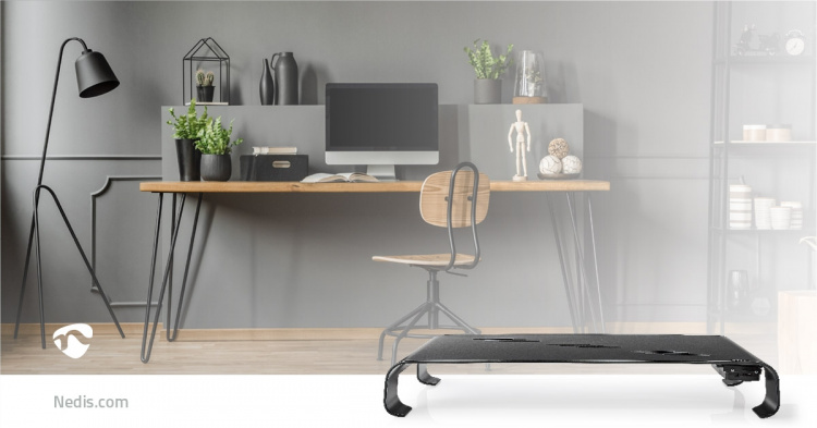 Nedis Monitorstandaard | Ergonomie: Yes | Maximaal draagvermogen: 18 kg | Universeel | USB Hub | Verstelbare hoogte: Nee