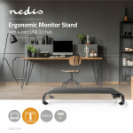 Nedis Monitorstandaard | Ergonomie: Yes | Maximaal draagvermogen: 18 kg | Universeel | USB Hub | Verstelbare hoogte: Nee