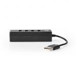 Nedis USB-Hub | USB-A Male | 4x USB A Female | 4-Poorts poort(en) | USB 2.0 | USB Gevoed