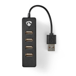 Nedis USB-Hub | USB-A Male | 4x USB A Female | 4-Poorts poort(en) | USB 2.0 | USB Gevoed