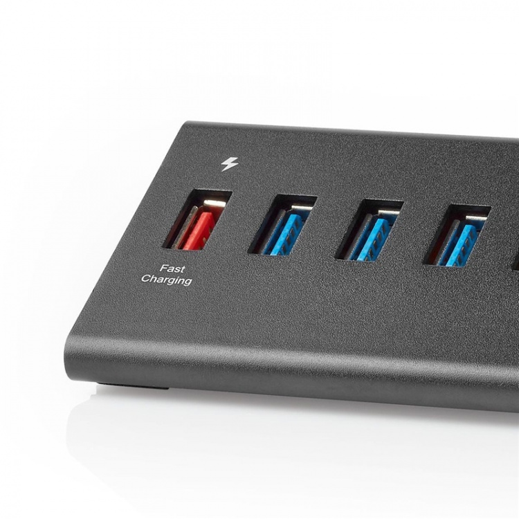 Nedis USB-Hub | USB Micro-B Female | USB-A Female | 8-Poorts poort(en) | QC3.0 / USB 3.2 Gen 1 | Netvoeding / USB Gevoed | 5 Gbps | 8x USB
