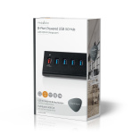 Nedis USB-Hub | USB Micro-B Female | USB-A Female | 8-Poorts poort(en) | QC3.0 / USB 3.2 Gen 1 | Netvoeding / USB Gevoed | 5 Gbps | 8x USB