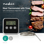 Nedis Vleesthermometer | Alarm / Timer | LCD | 0 - 250 °C | Zilver / Zwart