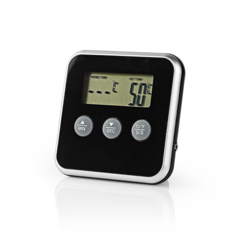 Nedis Vleesthermometer | Alarm / Timer | LCD | 0 - 250 °C | Zilver / Zwart