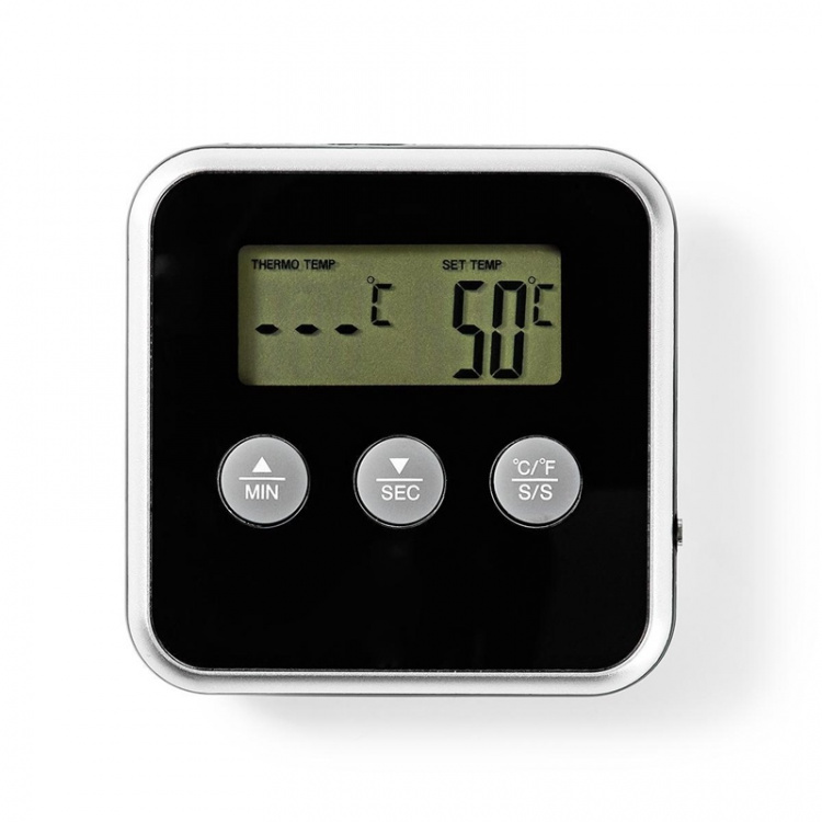 Nedis Vleesthermometer | Alarm / Timer | LCD | 0 - 250 °C | Zilver / Zwart