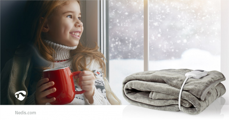 Nedis Elektrische Deken | Bovendeken | 1 Persoon | 180 x 130 cm | 9 Warmte Standen | 9 u | Wasmachinebestendig | Oververhittingsbeveiliging | Digitale bediening | Fleece