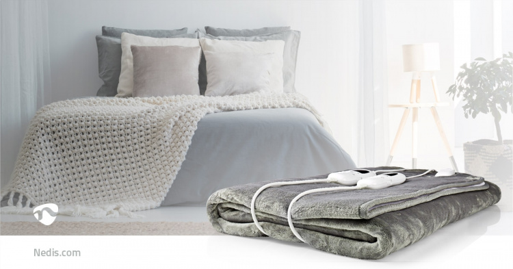 Nedis Elektrische Deken | Onderdeken | 2 Personen | 160 x 140 cm | 9 Warmte Standen | 9 u | Wasmachinebestendig | Oververhittingsbeveiliging | Digitale bediening | Fleece / Polyester