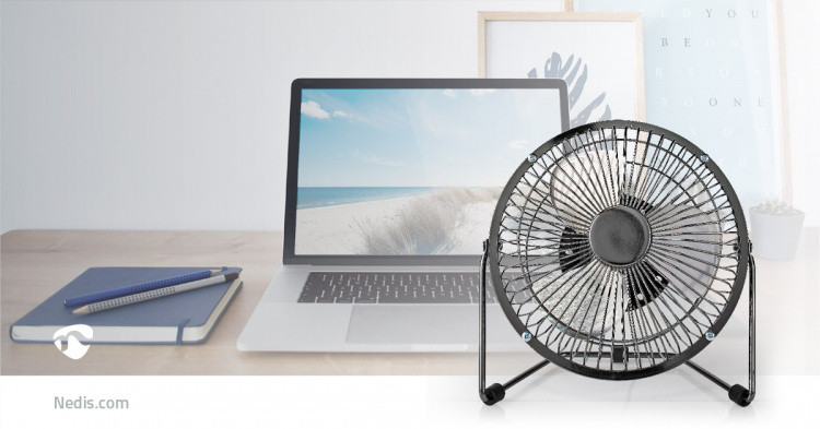 Nedis Tafelventilator | USB Gevoed | Diameter: 150 mm | 3 W | 1 Snelheid | Gun Metal Grijs