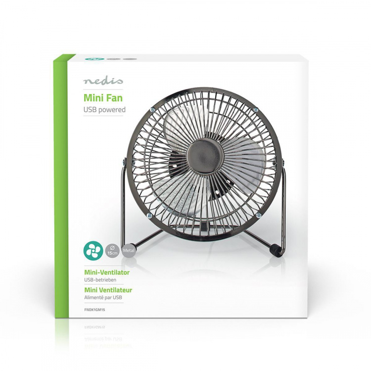 Nedis Tafelventilator | USB Gevoed | Diameter: 150 mm | 3 W | 1 Snelheid | Gun Metal Grijs