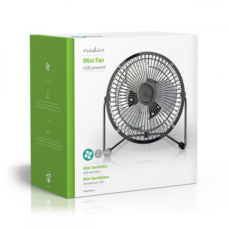 Nedis Tafelventilator | USB Gevoed | Diameter: 150 mm | 3 W | 1 Snelheid | Gun Metal Grijs