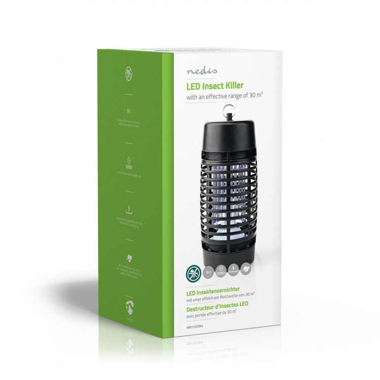 Nedis Elektrische Muggenlamp | 3 W | Type lamp: LED-Lamp | Effectief bereik: 30 m² | Zwart Nedis Elektrische Muggenlamp | 3 W | Type lamp: LED-Lamp | Effectief bereik: 30 m² | Zwart