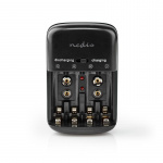 Nedis NiMH-Batterijlader AA / AAA | 1.2 / 9 V DC | 0.5 A | Druppelladen | Type C (CEE 7/16) | Batterijtype: AA / AAA / E-Blok (9V) | Zwart
