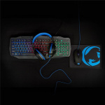 Nedis Gaming Combo Kit | 4-in-1 | Toetsenbord, Koptelefoon, Muis en Muismat | Blauw / Zwart | QWERTZ | Duits