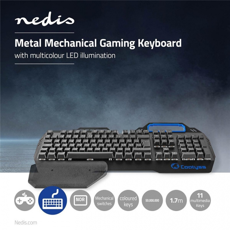 Nedis Bedraad Gaming Toetsenbord | USB | Mechanische Toetsen | RGB | Noors | Scandinavisch | USB Gevoed | Lengte stroomkabel: 1.70 m | Gaming Nedis Bedraad Gaming Toetsenbord | USB | Mechanische Toetsen | RGB | Noors | Scandinavisch | USB Gevoed | Lengte stroomkabel: 1.70 m | Gaming