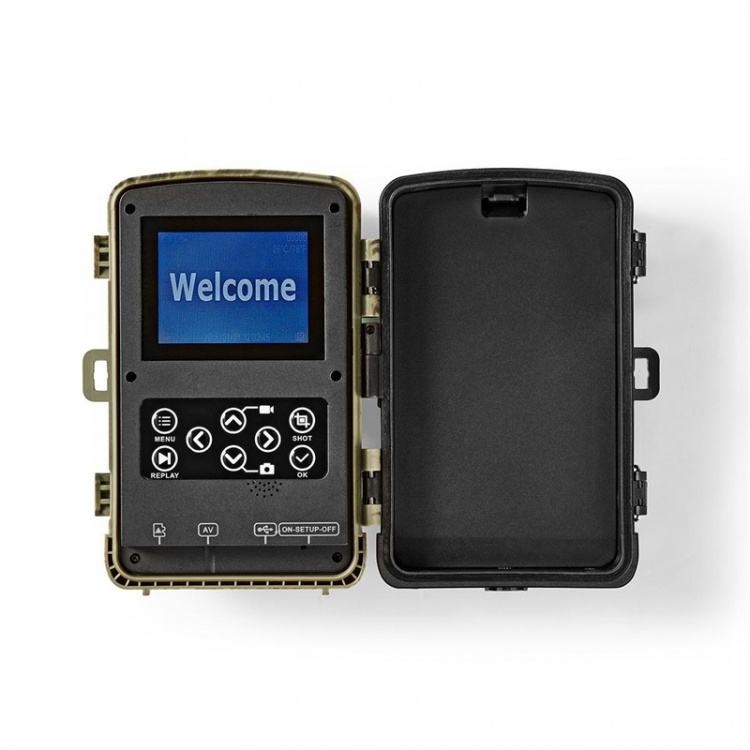 Nedis Wildcamera | 1080p@30fps | 24.0 MPixel | 5 MPixel CMOS | IP66 | Zwart No-Glow IR | Nachtzicht | Kijkhoek: 90 ° | Bewegingssensor | Detectiehoek: 120 ° | Detectiebereik: 20.0 m | Scherm grootte: 2.4 