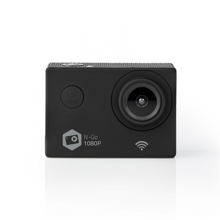 Nedis Action Cam | 1 Scherm | 1080p@30fps | 12 MPixel | Waterbestendig tot: 30.0 m | 90 min | Wi-Fi | App beschikbaar voor: Android™ / IOS | Mounts inbegrepen | Zwart