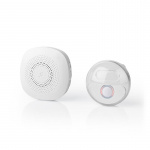 Nedis Draadloze Deurbelset | Netvoeding | 220 - 240 V AC 50 Hz | 1x CR2032 | Volume: 80 dB | Signaalbereik: 300 m | IP44 | Instelbaar volume | 36 Melodiën | 1 Ontvanger | Wit