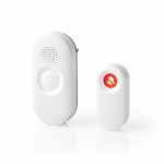 Nedis Draadloze Deurbelset | Netvoeding | 220 - 240 V AC 50 Hz | 1x CR2032 | Volume: 80 dB | Signaalbereik: 300 m | IP44 | Instelbaar volume | 36 Melodiën | 1 Ontvanger | Grijs / Wit