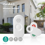 Nedis Draadloze Deurbelset | Netvoeding | 220 - 240 V AC 50 Hz | 1x CR2032 | Volume: 80 dB | Signaalbereik: 300 m | IP44 | Instelbaar volume | 36 Melodiën | 1 Ontvanger | Grijs / Wit