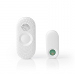 Nedis Draadloze Deurbelset | Netvoeding | 220 - 240 V AC 50 Hz | 1x CR2032 | Volume: 80 dB | Signaalbereik: 300 m | IP44 | Instelbaar volume | 36 Melodiën | 1 Ontvanger | Grijs / Wit