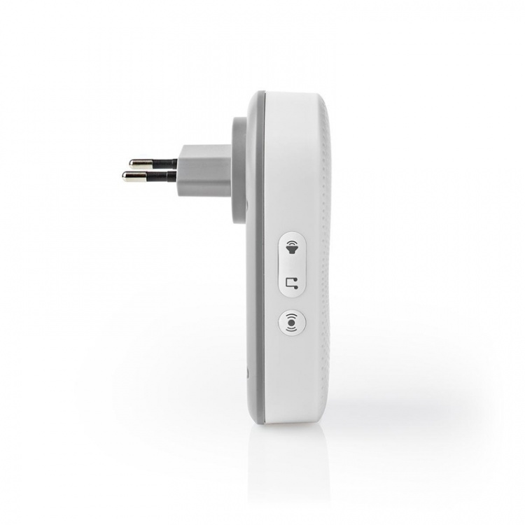 Nedis Draadloze Deurbelset | Netvoeding | 220 - 240 V AC 50 Hz | 1x CR2032 | Volume: 80 dB | Signaalbereik: 300 m | IP44 | Instelbaar volume | 36 Melodiën | 1 Ontvanger | Grijs / Wit