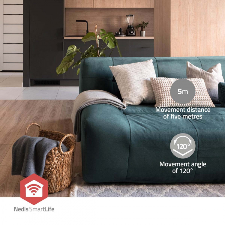 Nedis SmartLife Bewegingssensor | Batterij Gevoed | IP20 | Detectiehoek: 120 ° | Detectiebereik: 5 m | Max. batterijduur: 12 Maanden | Wit