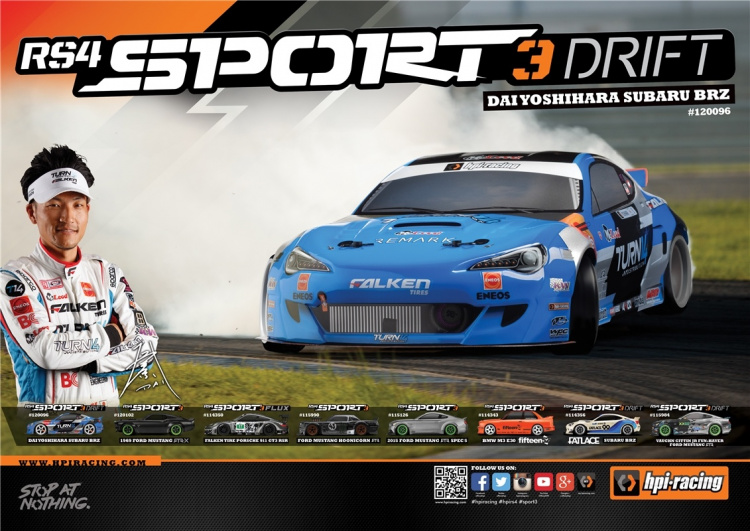 HPI RS4 Sport 3 Drift Dai Yoshihara Subaru BRZ 1:10 Electric Onroad