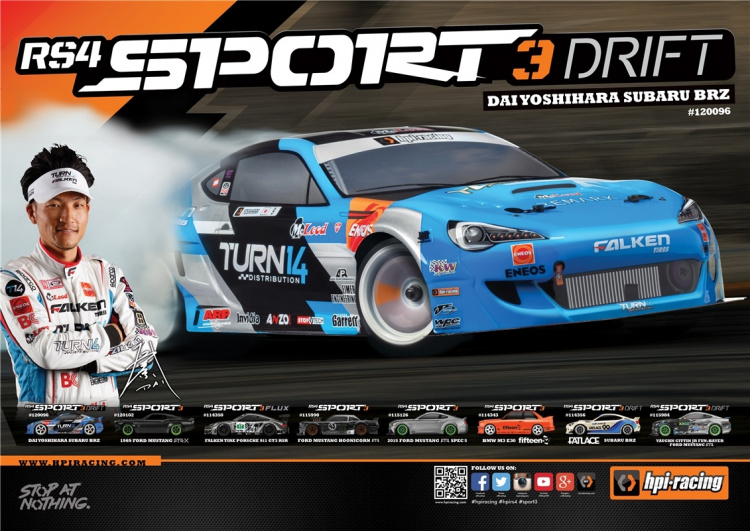 HPI RS4 Sport 3 Drift Dai Yoshihara Subaru BRZ 1:10 Electric Onroad