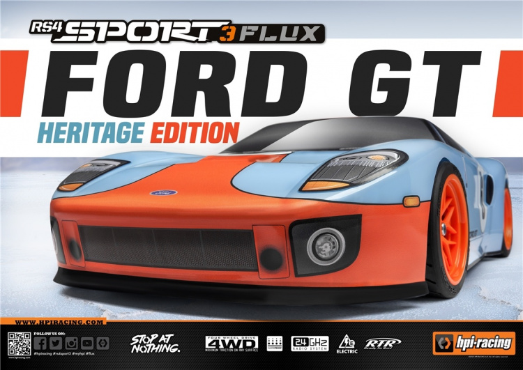HPI RS4 Sport 3 Flux Ford GT Heritage Edition 1:10 Electric Onroad HPI RS4 Sport 3 Flux Ford GT Heritage Edition 1:10 Electric Onroad