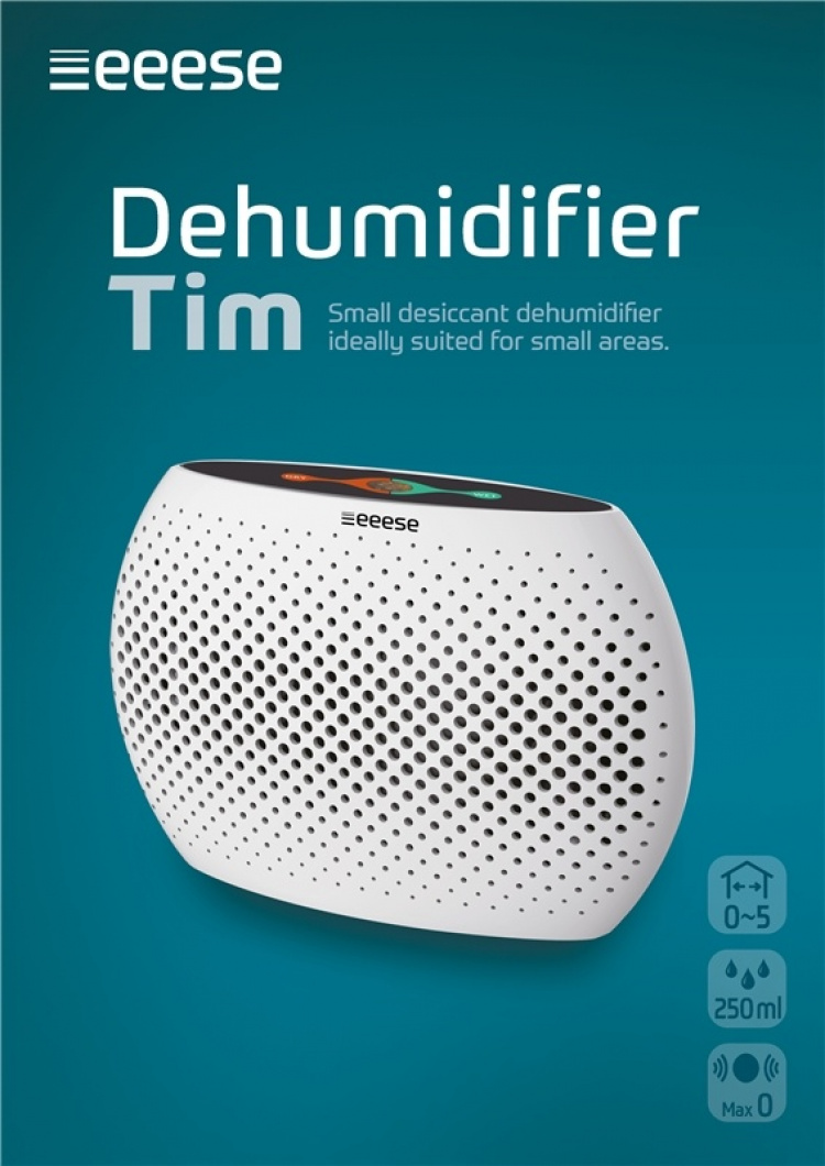 Tim - kompakt avfuktare, 780 g, 5m2, uppladdningsbar, ljudlös, kiselgel