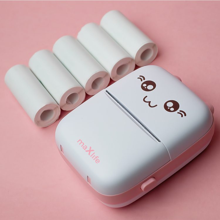 Maxlife MXTP-100 Thermische Printer - Draagbare Miniprinter met Bluetooth, Roze 