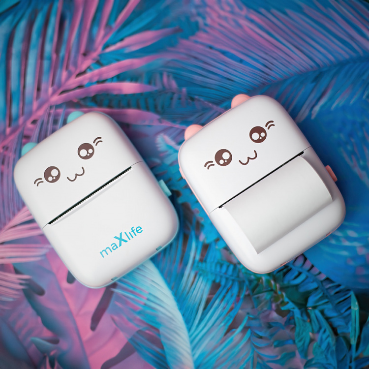 Maxlife MXTP-100 Thermische Printer - Draagbare Miniprinter met Bluetooth, Roze 